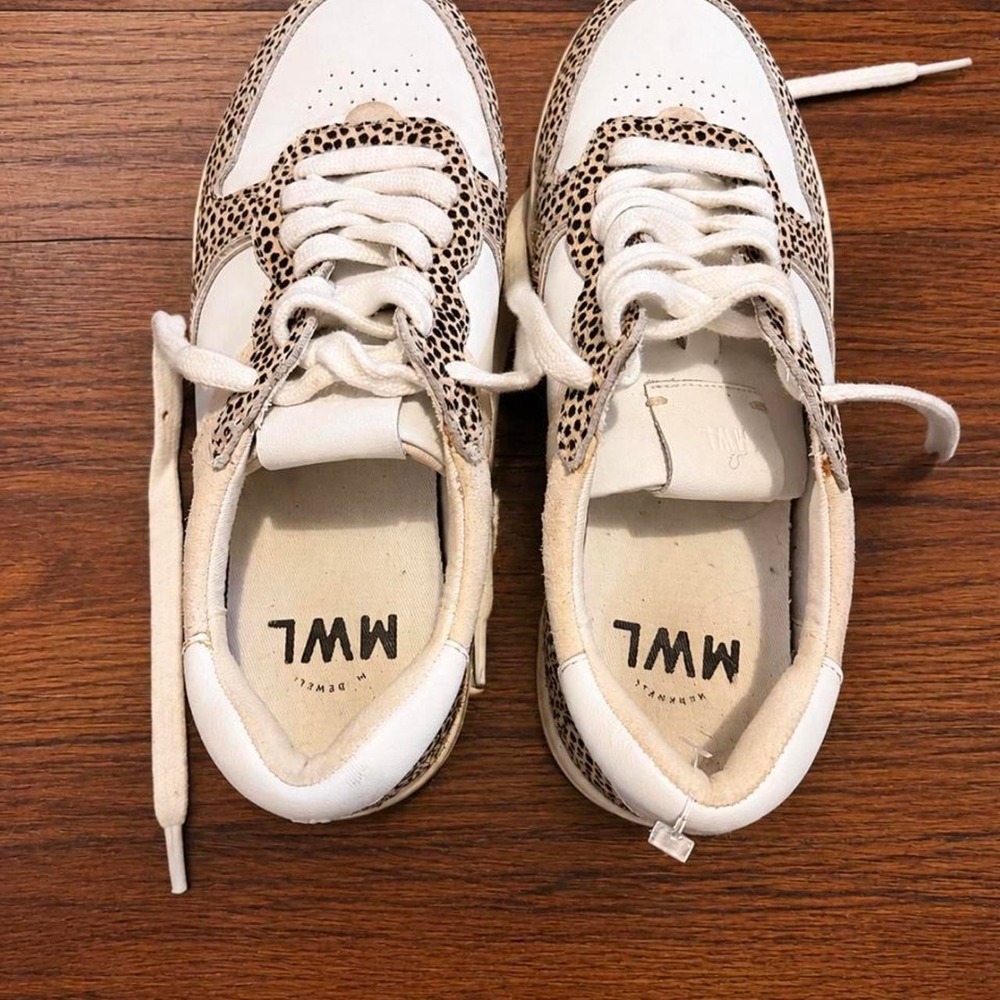 M.W.L. Cheetah Print Leather Platform Sneakers | Women's Lace-Up Casual Shoes